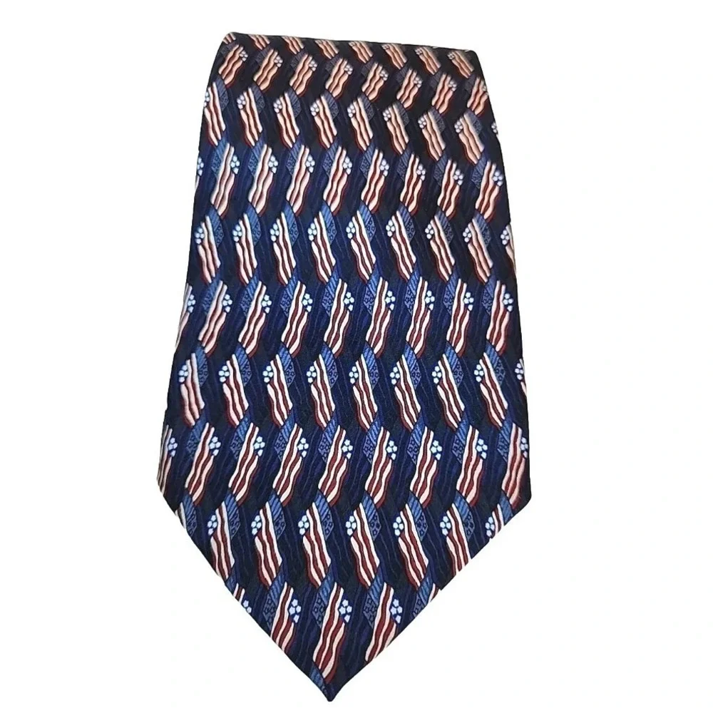 Stonehenge Men's Silk Necktie American Flag Geometric USA Red White Blue Tie‎
